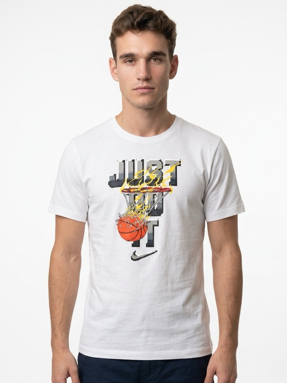 NIKE | Just Do It The Nike Tee Basketball/Hoop White Short Sleeve Men’s Size XL